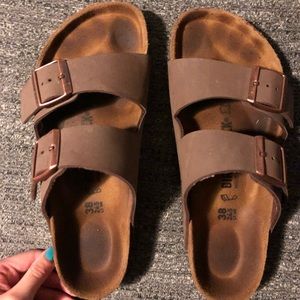 Birkenstock 2 strap tan sandals EUC